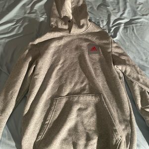 Adidas Striped Grey Pullover Hoodie